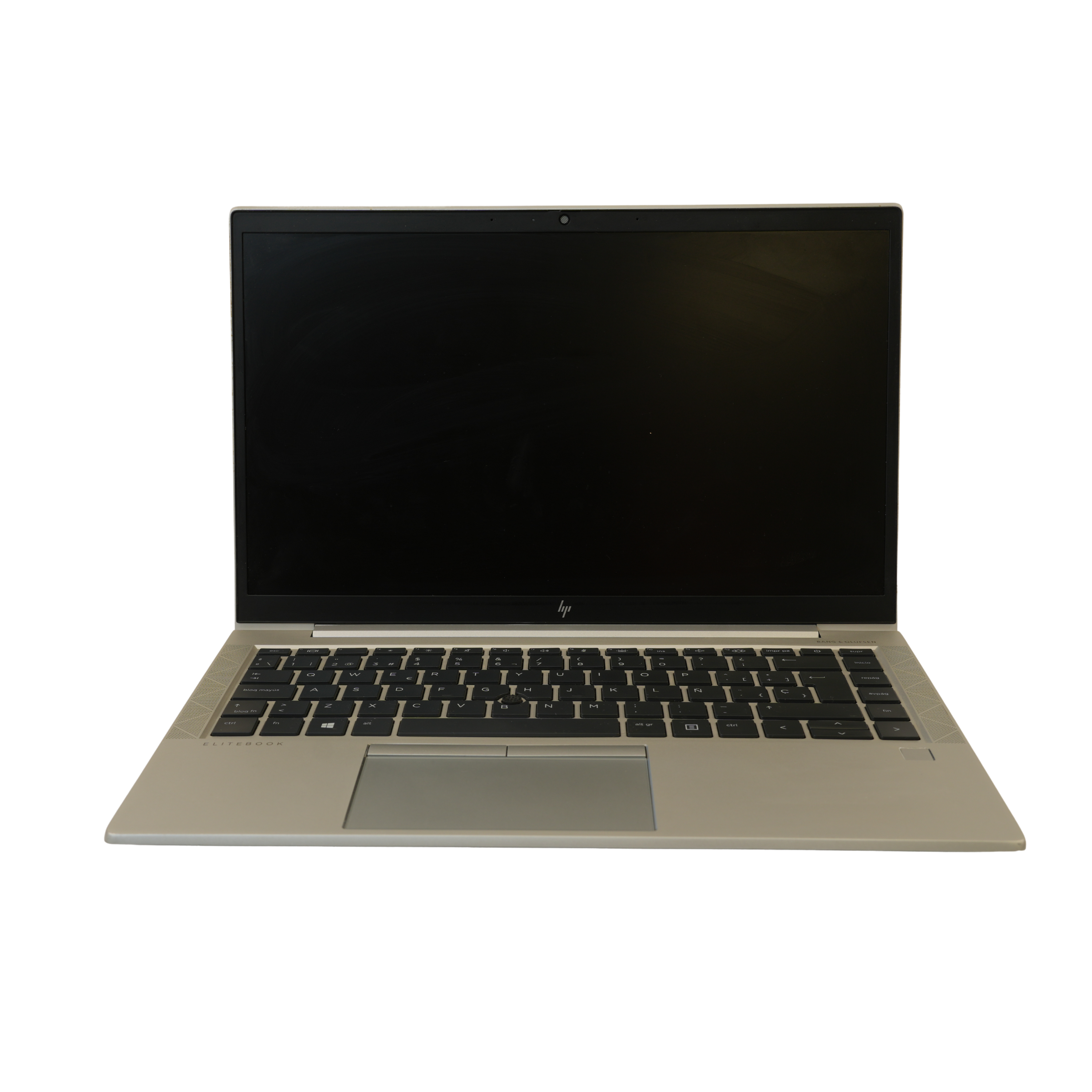 Refurbished HP EliteBook 845 G7 front view with keyboard and display